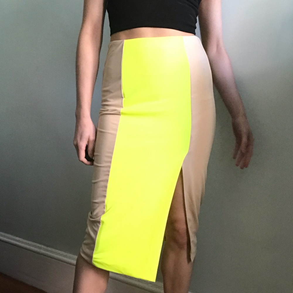 Kaelen stretch neon pencil skirt